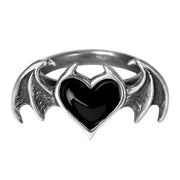 E15E for Vampire Bat Heart Wing Ring Black Red Color Alloy Gothic Punk Ring Female - Black