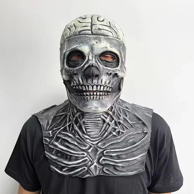 Elegant Skull Mask with Top Hat – Ultimate Halloween Costume for Dapper Skeleton Look - Gray Skull1 - apparel