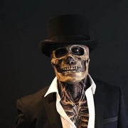 Elegant Skull Mask with Top Hat – Ultimate Halloween Costume for Dapper Skeleton Look - apparel