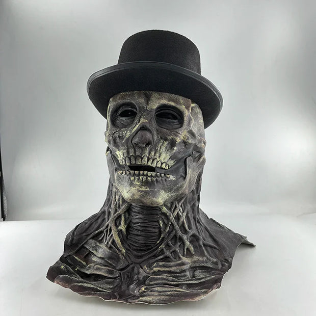 Elegant Skull Mask with Top Hat – Ultimate Halloween Costume for Dapper Skeleton Look - apparel