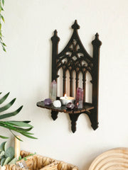 Enchanted Gothic Cathedral Wall Shelf – Mystical Home Decor for Crystals Candles and More - TK136-MS8644 - wall