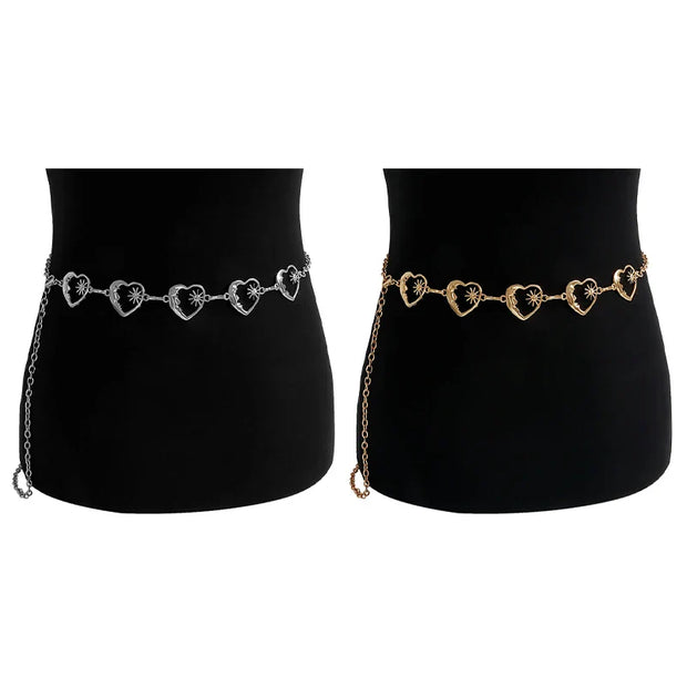 Fashion Harajuku Punk Moon Metal Belts Women Vintage Punk Gothic Moon Sun High Waist Chain Belts Pendant Belt