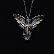 Fashion Silver Color Wings Angel Pendant Necklace for Men Women’s Goth Punk Long Chain Neck Hip Hop Jewelry Party