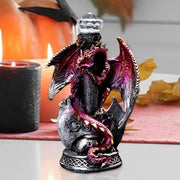 Fiery Red Dragon Statue on Skull Pile – Mystical Halloween and Fantasy Decor - Desktop decorations