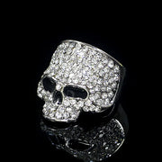 FishSheep Punk Hip-hop Austrian Crystal Skull Rings for Men Rock Rhinestone Biker Ring Fashion Male Skull Jewelry