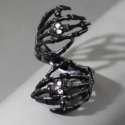 Full Body Skeleton Skull Ring Men and Women Hip Hop Rock Dark Hug Open Ring Demon Punk Gothic Biker Jewelry Halloween