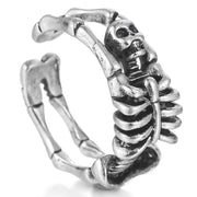 Full Body Skeleton Skull Ring Men and Women Hip Hop Rock Dark Hug Open Ring Demon Punk Gothic Biker Jewelry Halloween