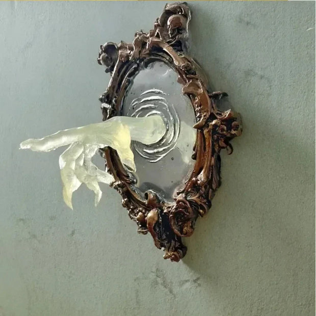 Ghostly Hand Emerging Mirror – Enchanting Gothic Wall Decor for Dark Fantasy Homes - hand - wall decorations