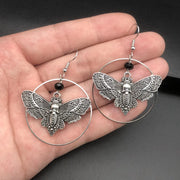 Goth Gothic Death Skull Moth Chain Earrings for Man Women Pendant Choker Earrings Vintage Punk Jewelry New Fashion