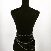 Goth Punk Corset Belt Adjustable Women Waist Metal Chain Skirt Leather Belts Harness Nightclub Hiphop Rock Sexy Dress