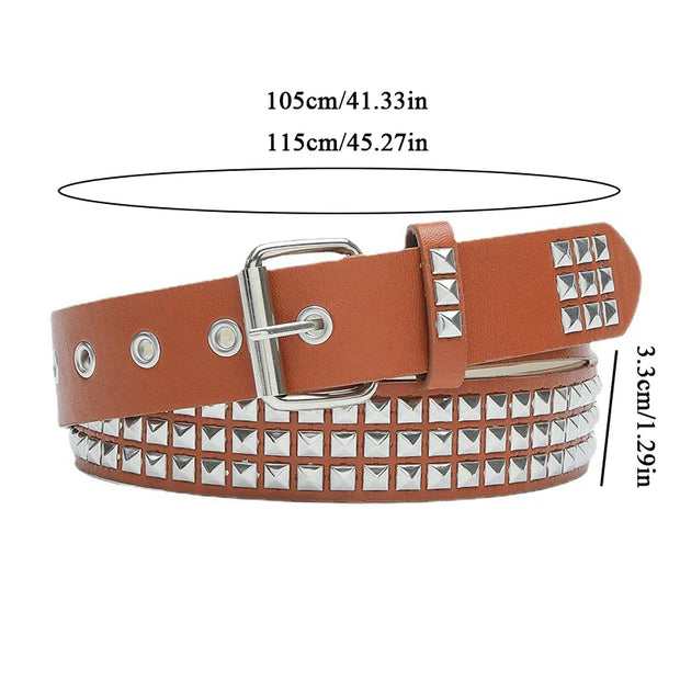 Goth Punk Style Belts For Women Vintage Rivet PU Leather Waist strap For Jeans Belts Pin Buckle Y2K Girls Fashion Belt