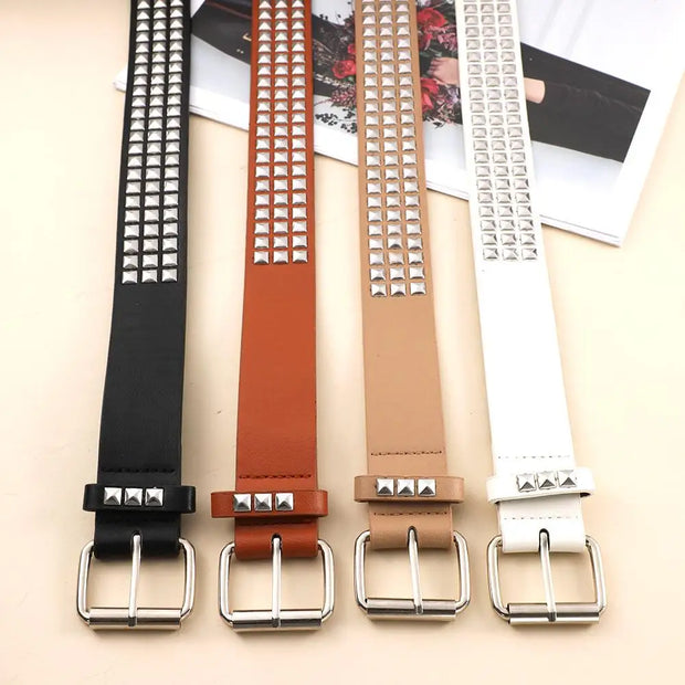 Goth Punk Style Belts For Women Vintage Rivet PU Leather Waist strap For Jeans Belts Pin Buckle Y2K Girls Fashion Belt