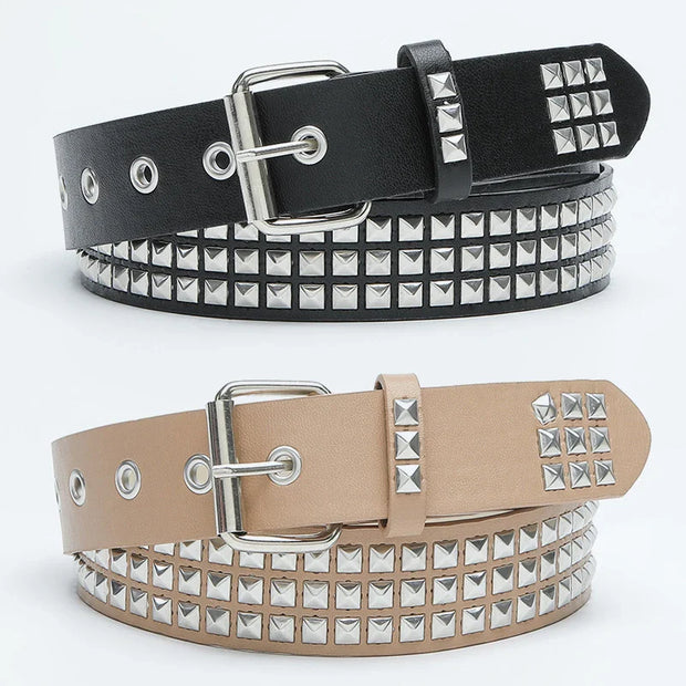 Goth Punk Style Belts For Women Vintage Rivet PU Leather Waist strap For Jeans Belts Pin Buckle Y2K Girls Fashion Belt