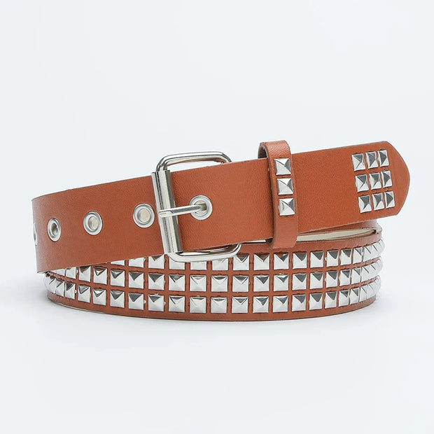 Goth Punk Style Belts For Women Vintage Rivet PU Leather Waist strap For Jeans Belts Pin Buckle Y2K Girls Fashion Belt