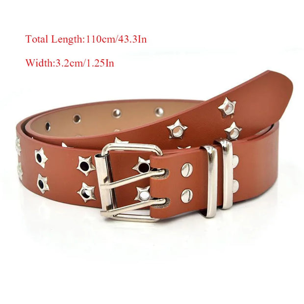 Goth Punk Style Belts For Women Vintage Rivet PU Leather Waist strap For Jeans Belts Pin Buckle Y2K Girls Fashion Belt