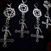 Goth Punk Style Inverted Pentagram Baphomet Satan Earrings Religion Dark Art Fairy Goth Lovers Best Accessories