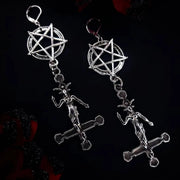 Goth Punk Style Inverted Pentagram Baphomet Satan Earrings Religion Dark Art Fairy Goth Lovers Best Accessories