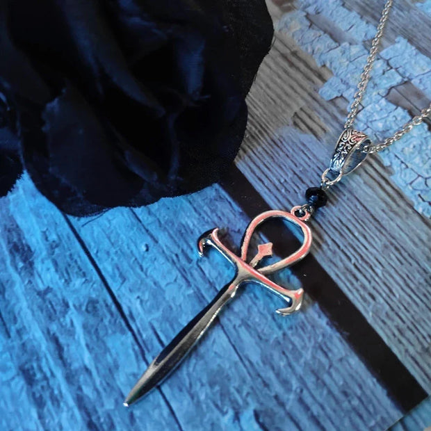 Goth Vampire Gothic Ankh Cross Necklace Occult Pendant Charm Dracula Nosferatu Symbol Fashion Original Jewelry Gift