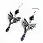 Gothic Vampire Bat Earrings For Women Man Fashion Pagan Witch Jewelry Accessories Red Crystal Vintage Bat Pendant Ear