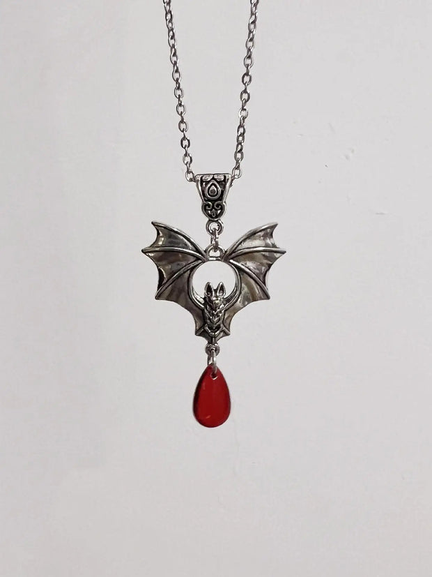 Gothic Vampire Bat Earrings For Women Man Fashion Pagan Witch Jewelry Accessories Red Crystal Vintage Bat Pendant Ear