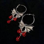 Gothic Vampire Bat Earrings For Women Man Fashion Pagan Witch Jewelry Accessories Red Crystal Vintage Bat Pendant Ear