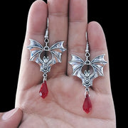 Gothic Vampire Bat Earrings For Women Man Fashion Pagan Witch Jewelry Accessories Red Crystal Vintage Bat Pendant Ear