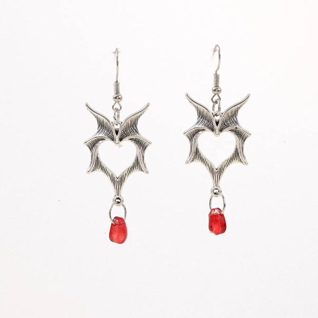 Gothic Vampire Bat Earrings For Women Man Fashion Pagan Witch Jewelry Accessories Red Crystal Vintage Bat Pendant Ear