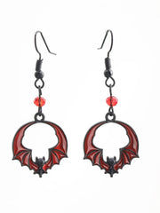 Gothic Vampire Bat Earrings For Women Man Fashion Pagan Witch Jewelry Accessories Red Crystal Vintage Bat Pendant Ear