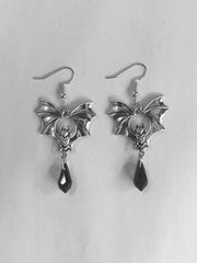 Gothic Vampire Bat Earrings For Women Man Fashion Pagan Witch Jewelry Accessories Red Crystal Vintage Bat Pendant Ear