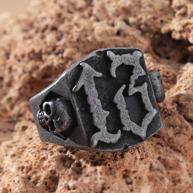 Gothic Black 13 Skull Ring Men Punk Hip Hop Street Stainless Steel Biker Men Number 13 Ring Amulet Fashion Jewelry Gift