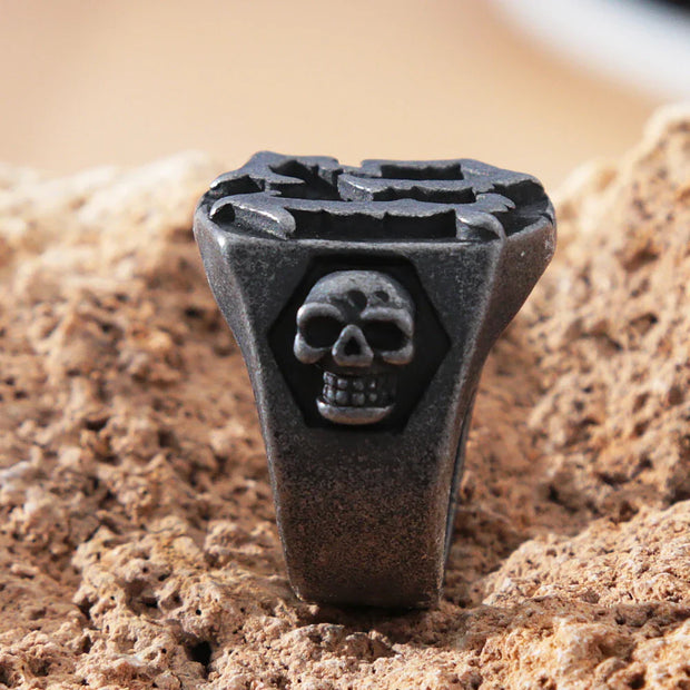 Gothic Black 13 Skull Ring Men Punk Hip Hop Street Stainless Steel Biker Men Number 13 Ring Amulet Fashion Jewelry Gift