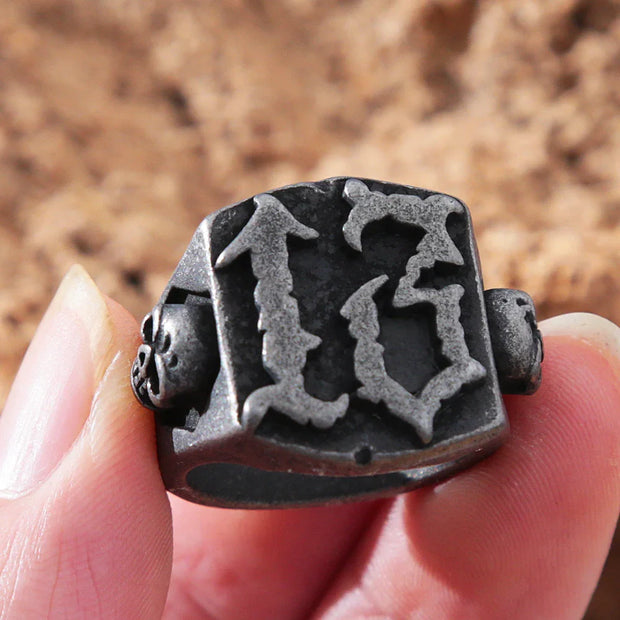 Gothic Black 13 Skull Ring Men Punk Hip Hop Street Stainless Steel Biker Men Number 13 Ring Amulet Fashion Jewelry Gift