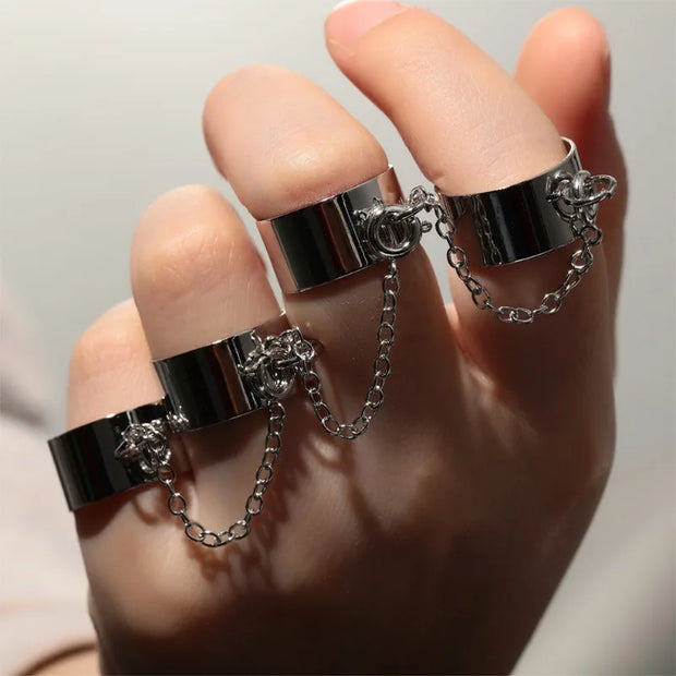 Gothic Black Ring Hand Harness - Statement Jewelry - black - Bracelet & bracelets