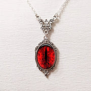 Gothic Blood Red Quartz Charm Necklace Butterfly Necklace For Women Vampire Embossed Witch Jewelry Accessories Vintage