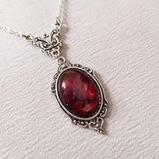 Gothic Blood Red Quartz Charm Necklace Butterfly Necklace For Women Vampire Embossed Witch Jewelry Accessories Vintage