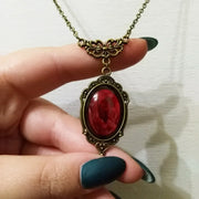 Gothic Blood Red Quartz Charm Necklace Butterfly Necklace For Women Vampire Embossed Witch Jewelry Accessories Vintage