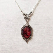 Gothic Blood Red Quartz Charm Necklace Butterfly Necklace For Women Vampire Embossed Witch Jewelry Accessories Vintage