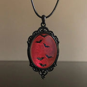 Gothic Blood Red Quartz Charm Necklace Butterfly Necklace For Women Vampire Embossed Witch Jewelry Accessories Vintage