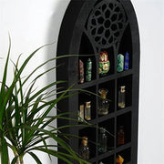 Gothic Cathedral Window Shelf – Gothic-Inspired Display Shelf for Crystals and Curios - Black - wall decorations