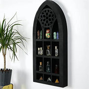 Gothic Cathedral Window Shelf – Gothic-Inspired Display Shelf for Crystals and Curios - Black - wall decorations