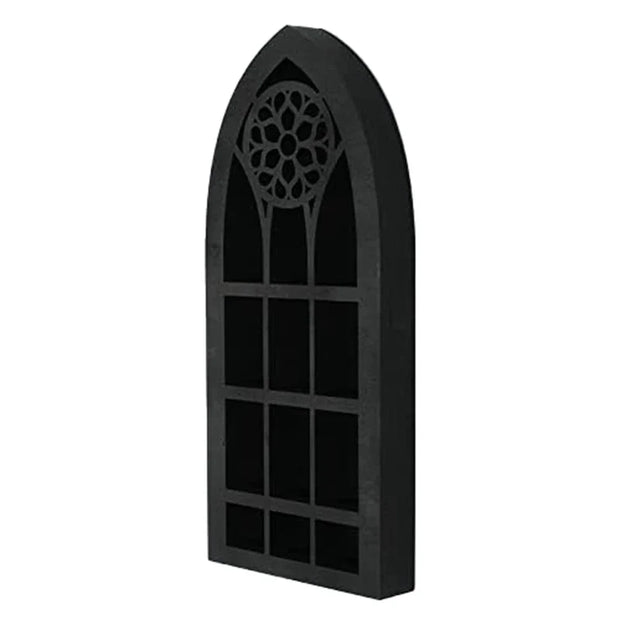 Gothic Cathedral Window Shelf – Gothic-Inspired Display Shelf for Crystals and Curios - Black - wall decorations