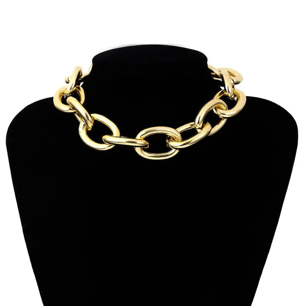 Gothic Chunky Chain Choker Necklace Punk Rock Statement Necklace Women Goth Jewelry Vintage Collar Femme Fashion