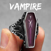 Gothic Mummy Vampire Coffin Men Rings Stainless Steel Women Jewelry Punk Rock Cool Stuff Fashion Accessories Gift