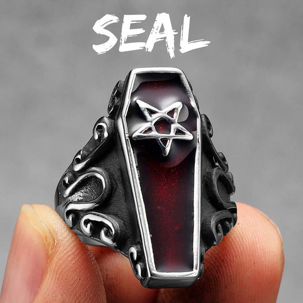 Gothic Mummy Vampire Coffin Men Rings Stainless Steel Women Jewelry Punk Rock Cool Stuff Fashion Accessories Gift