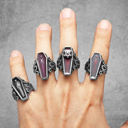 Gothic Mummy Vampire Coffin Men Rings Stainless Steel Women Jewelry Punk Rock Cool Stuff Fashion Accessories Gift