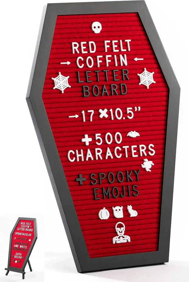 Gothic Coffin-Shaped Message Board – Halloween Horror Party Sign Decor - red - Desktop decorations