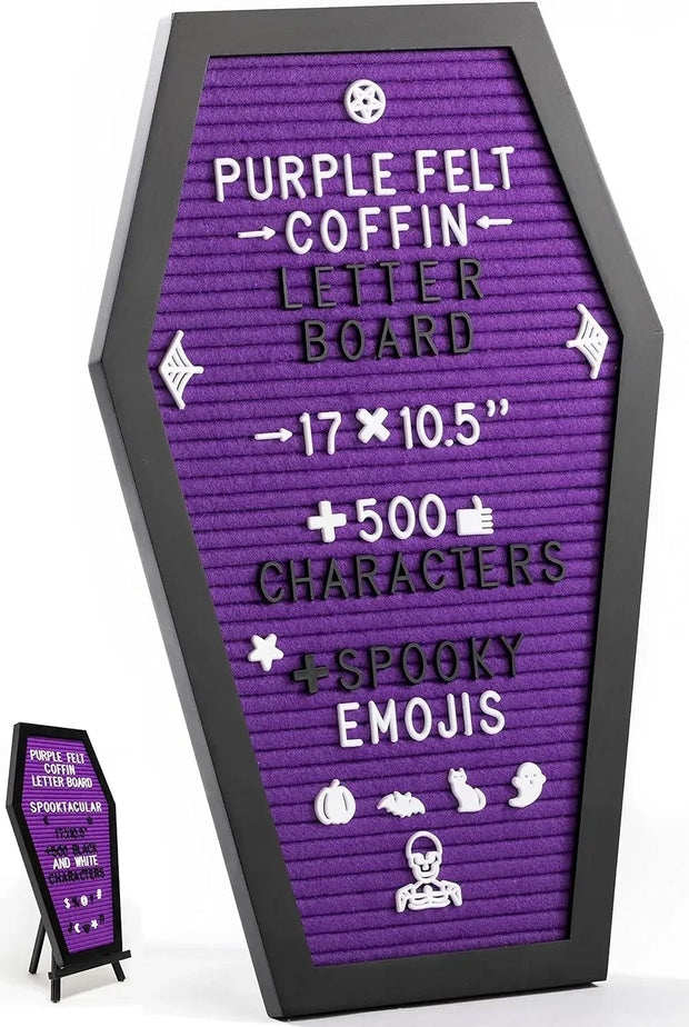 Gothic Coffin-Shaped Message Board – Halloween Horror Party Sign Decor - purple - Desktop decorations