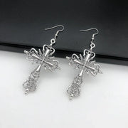 Gothic Dark Style Cross Pendant Earrings Rock Punk Goth Fashion Earrings For Women Jewellery Design Mystical Gifts