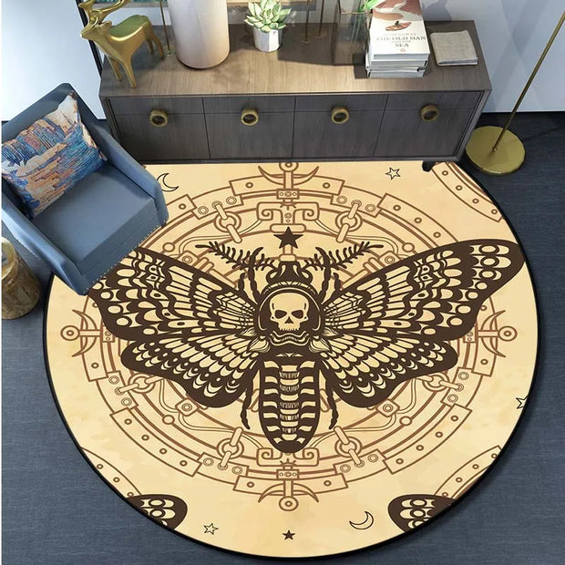 Gothic Death’s-Head Hawk Moth Rug - Mystical Round Carpet for Gothic & Occult Home Decor - 6 / 80cm - Carpets &