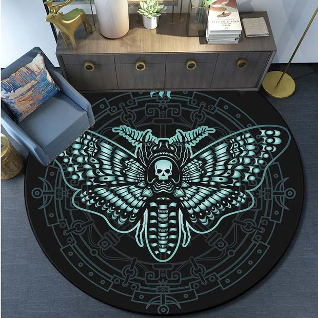 Gothic Death’s-Head Hawk Moth Rug - Mystical Round Carpet for Gothic & Occult Home Decor - 5 / 80cm - Carpets &